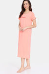 Zivame Peeking Barks Knit Cotton Mid Length Nightdress - Peach Nector — thumbnail 3